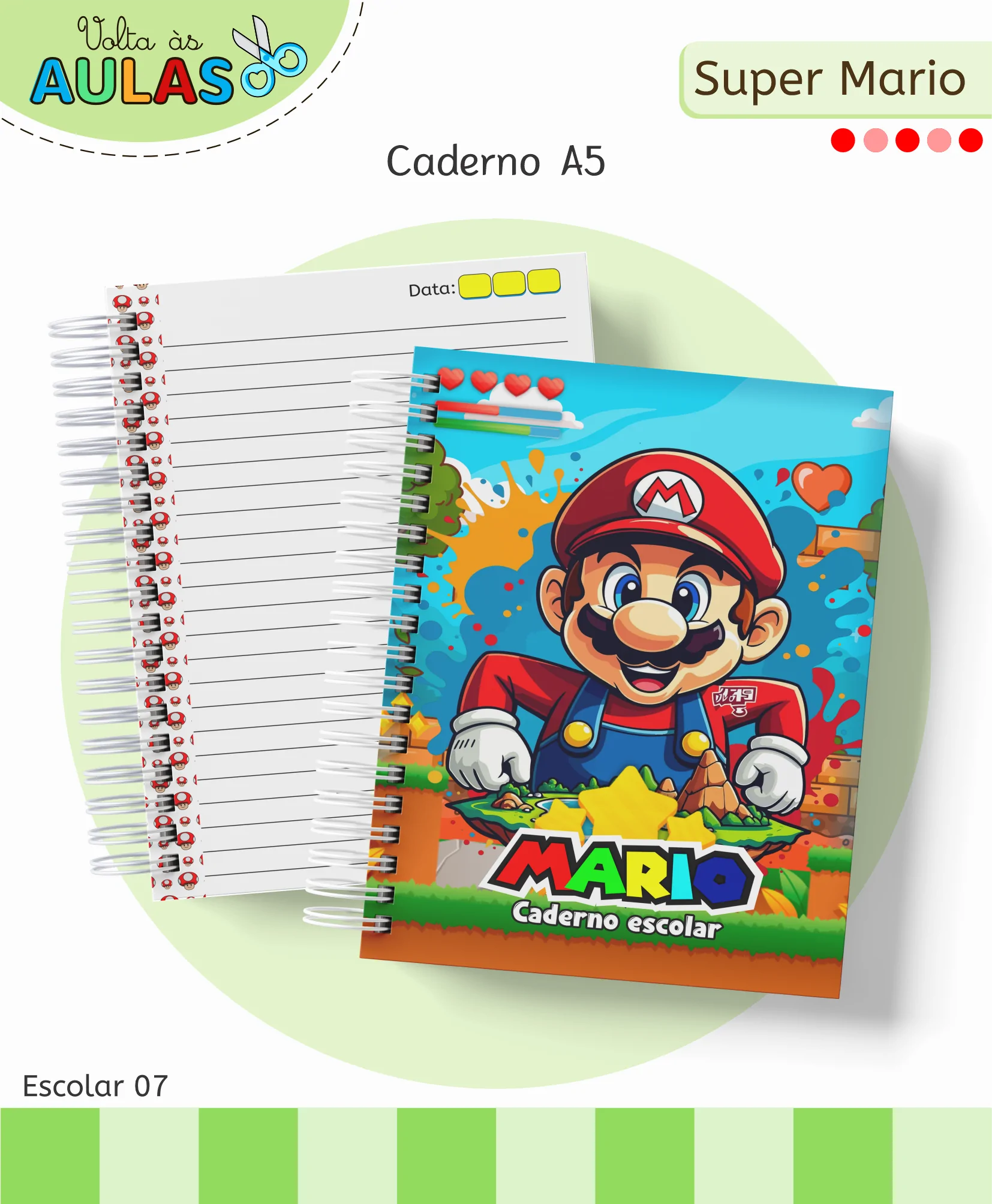 Pack artes Super Mario Bros volta as aulas estampas para agenda caderno capas etiquetas toalha