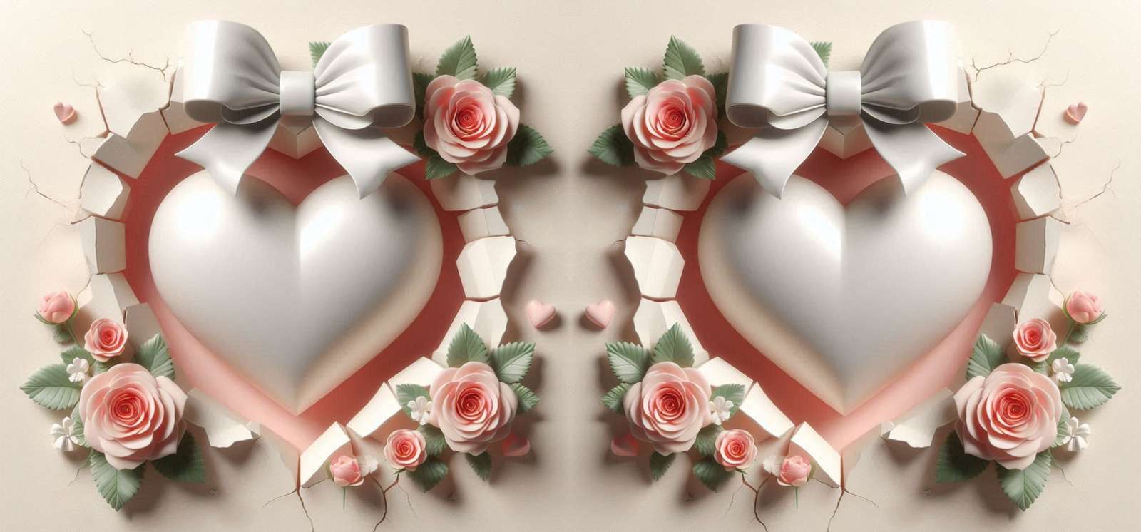 Mockup Coração Aberto Com Laços E Flores Romântico Png Arte Para Caneca Grátis Pra Baixar