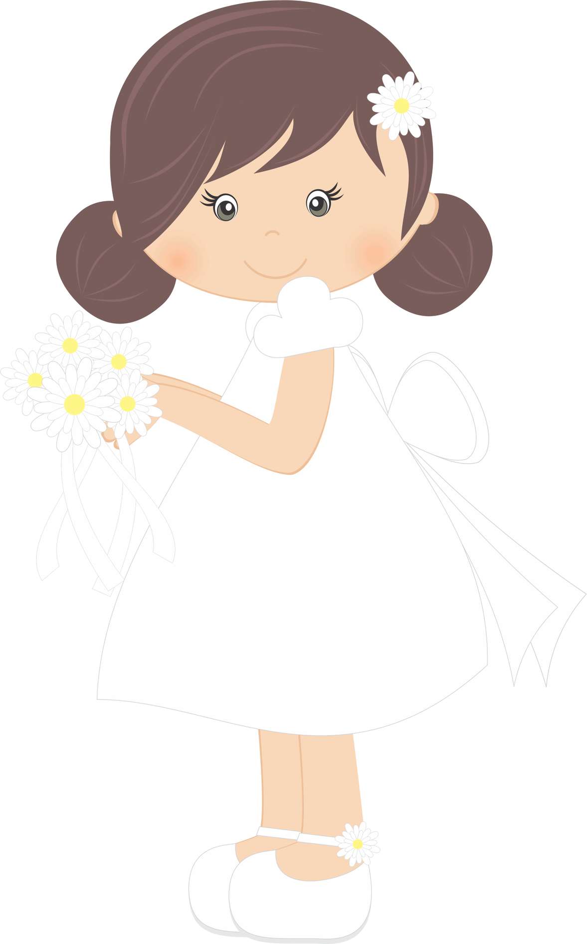 Menina Com Buquê De Flores Desenho Infantil Png Grátis Para Baixar
