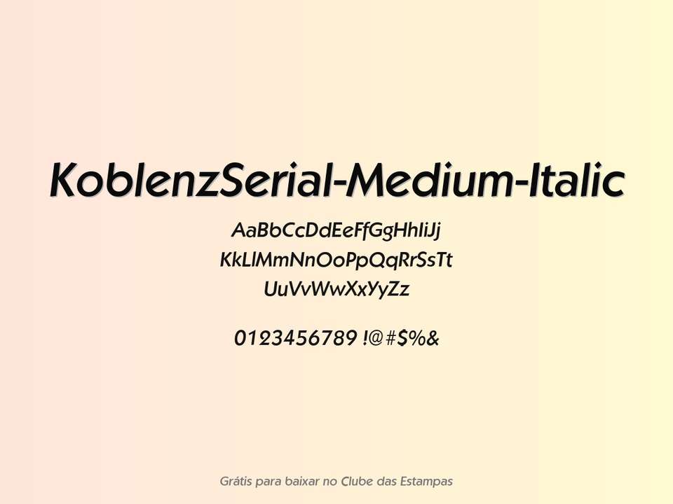 Fonte Koblenzserial Medium Italic Grátis Para Baixar
