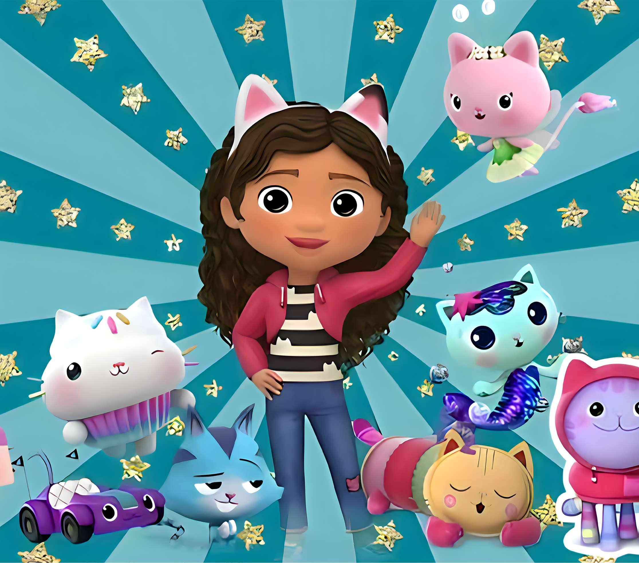 Ilustração Cartoon Gabby E Amigos Em Fundo Estrelado Desenho Animado Png Arte Para Caneca Grátis Pra