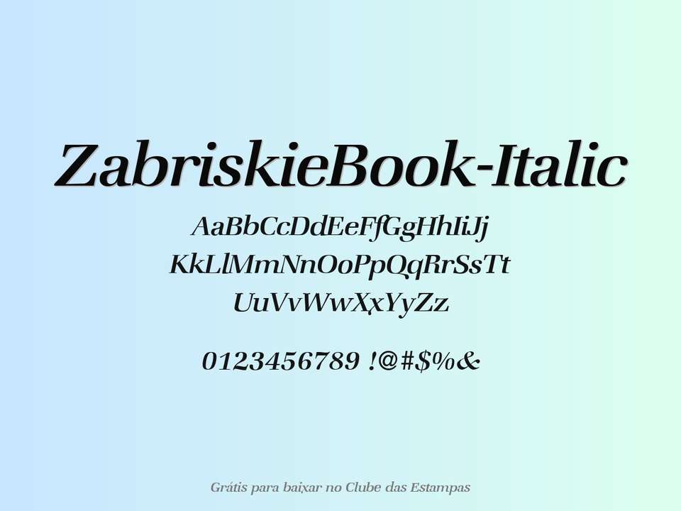 Fonte Zabriskiebook Italic Grátis Para Baixar