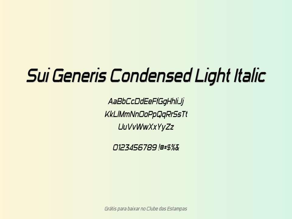Fonte Sui Generis Condensed Light Italic Grátis Para Baixar