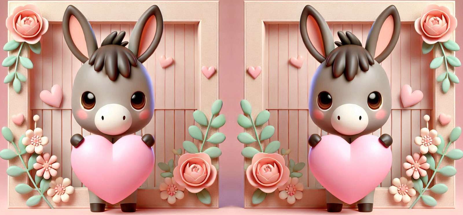 Dois Burros Fofos Com Corações E Flores Ilustração Png Arte Para Caneca Grátis Pra Baixar