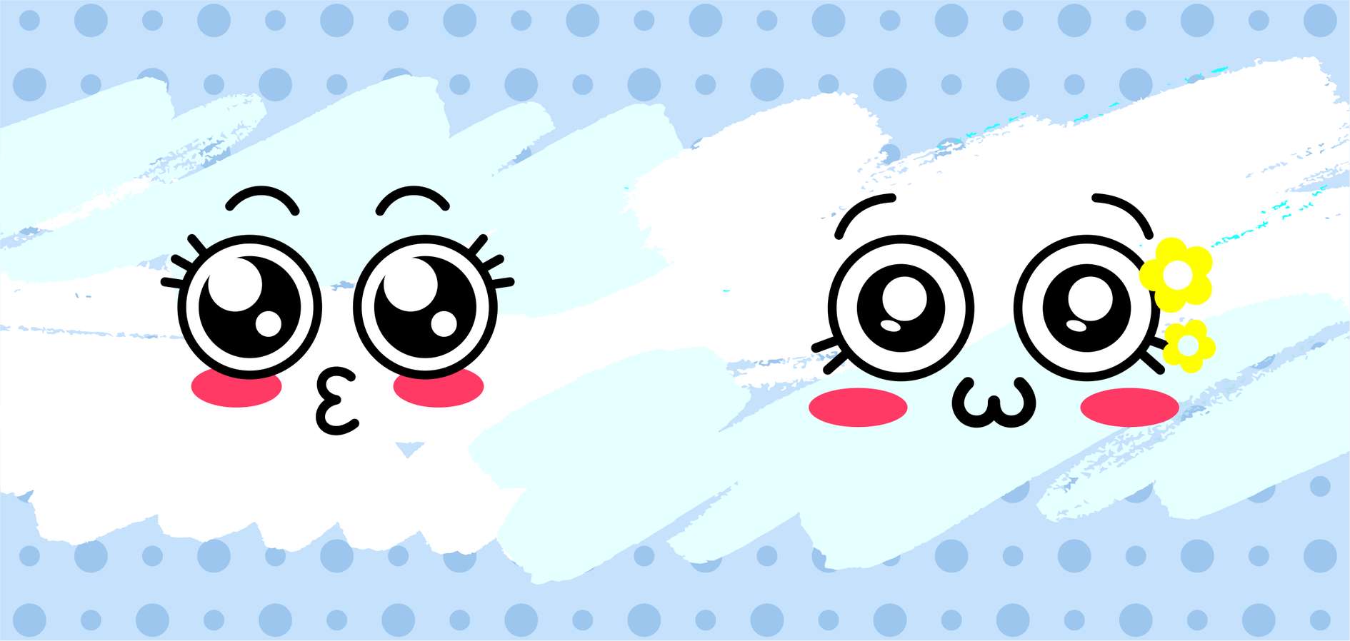 Dois Emojis Kawaii Fofos Com Flores Emojis Png Arte Para Caneca Grátis Pra Baixar