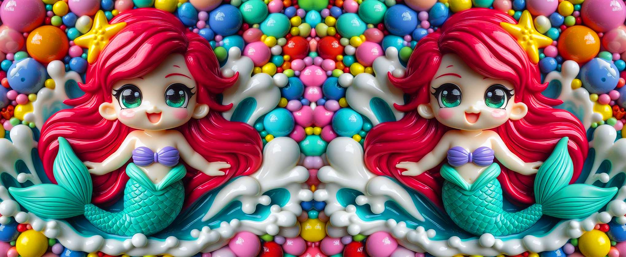 Duas Sereias Em Fundo De Doces Coloridos Ilustração Infantil Png Arte Para Caneca Grátis Pra Baixar