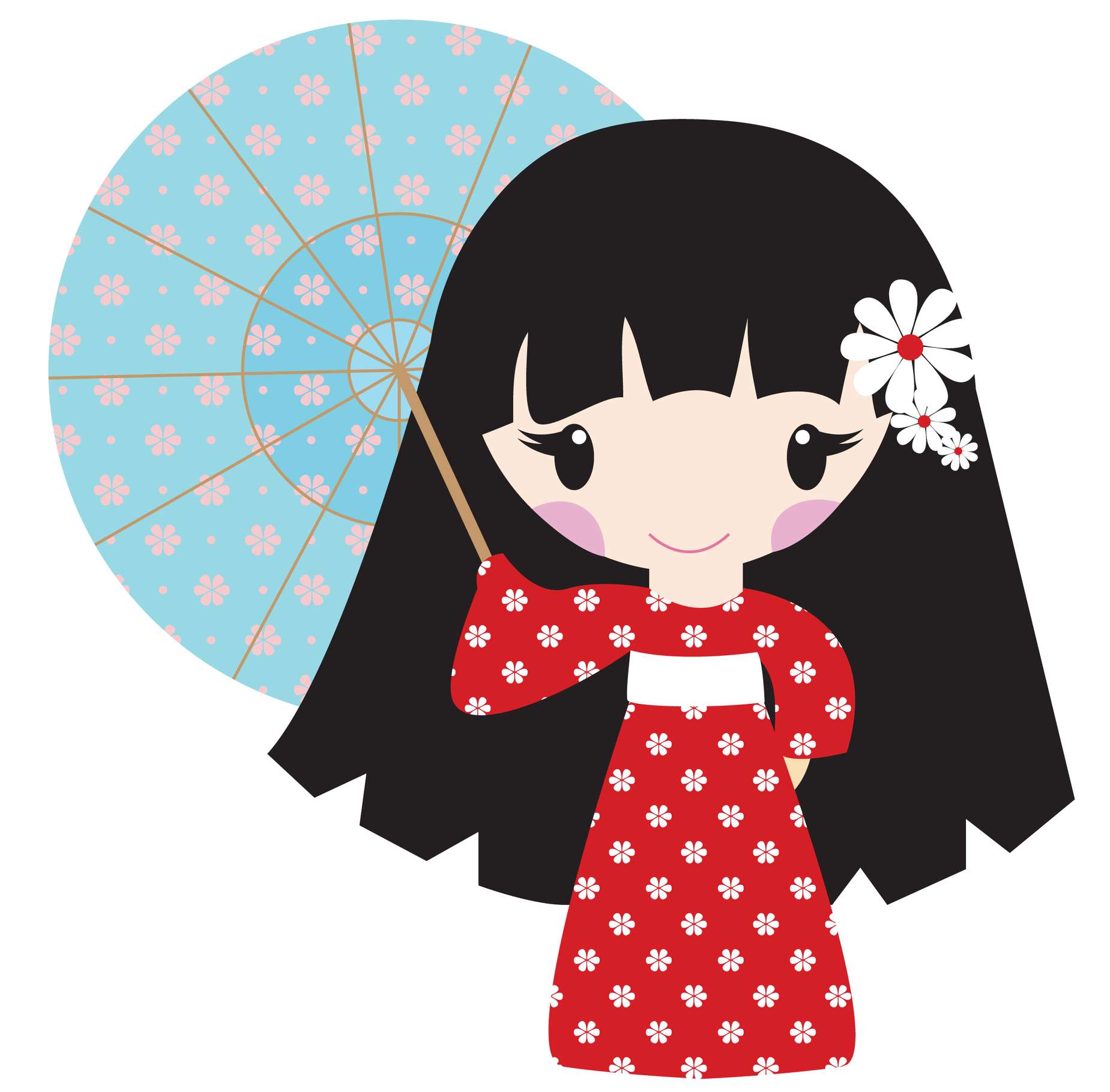 Menina Sob Guarda Chuva Azul Personagem Png Grátis Para Baixar