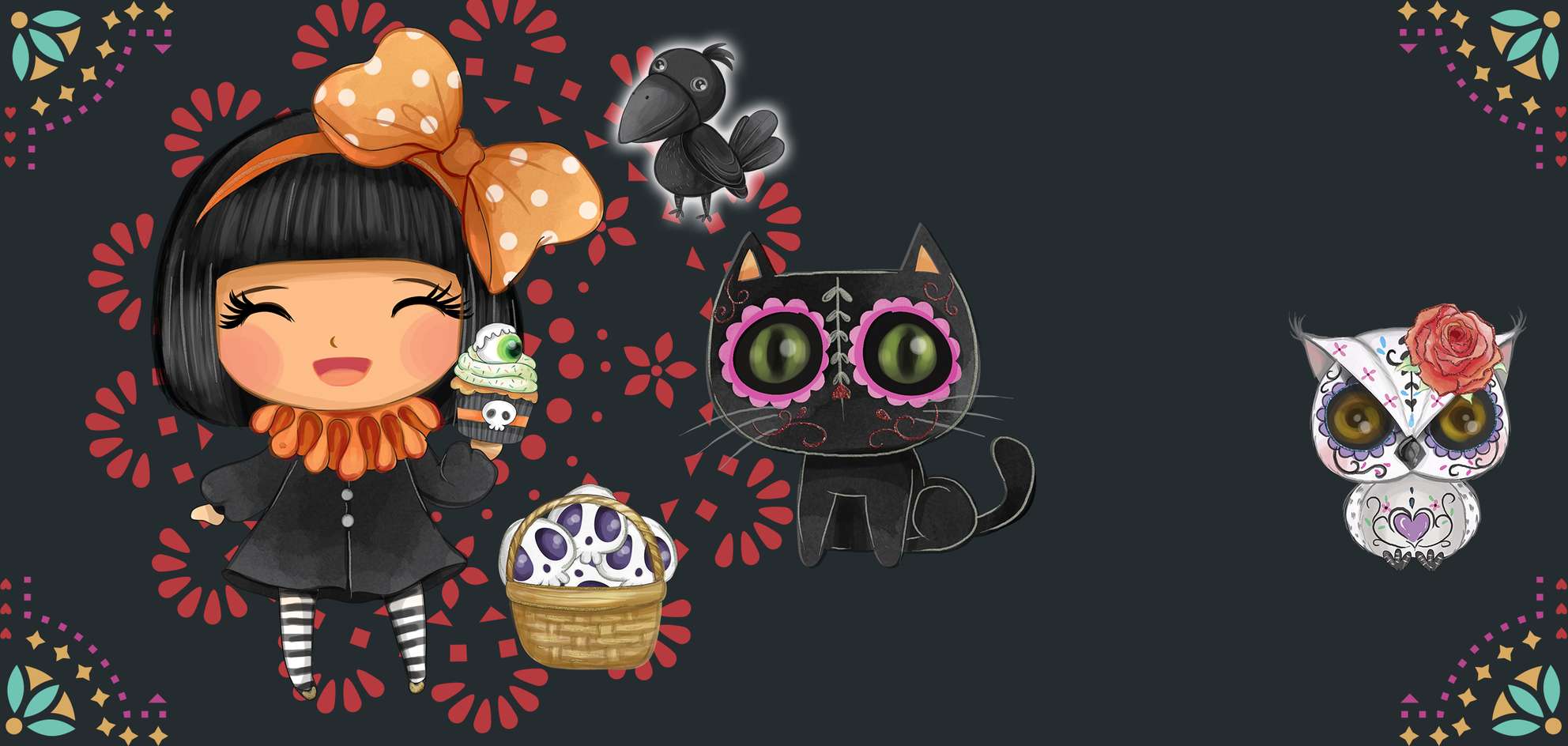 Ilustração Dia Dos Mortos Personagens Halloween Png Arte Para Caneca Grátis Pra Baixar