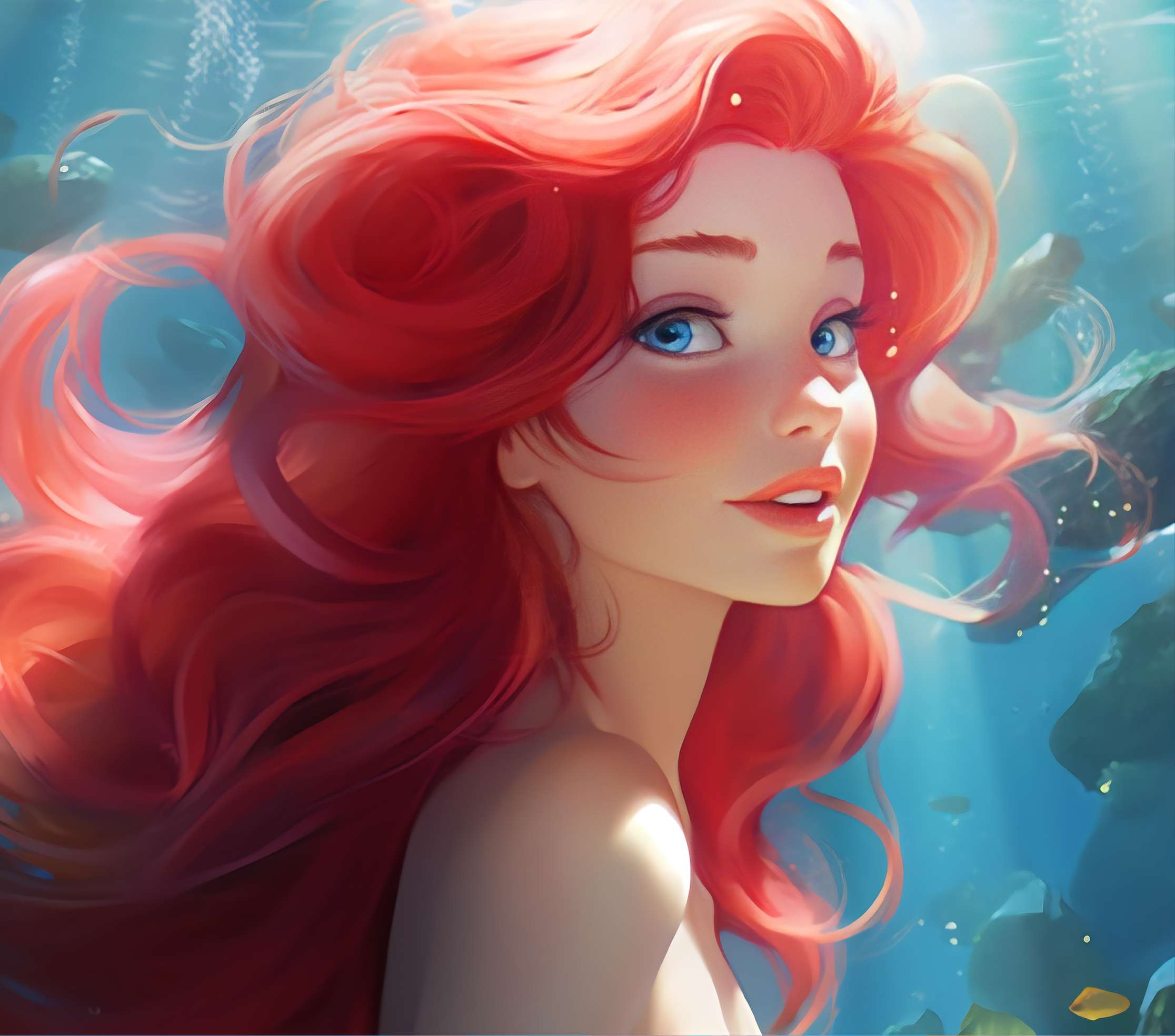 Ilustração De Sereia Com Cabelo Vermelho Vibrante Fantasia Png Arte Para Caneca Grátis Pra Baixar