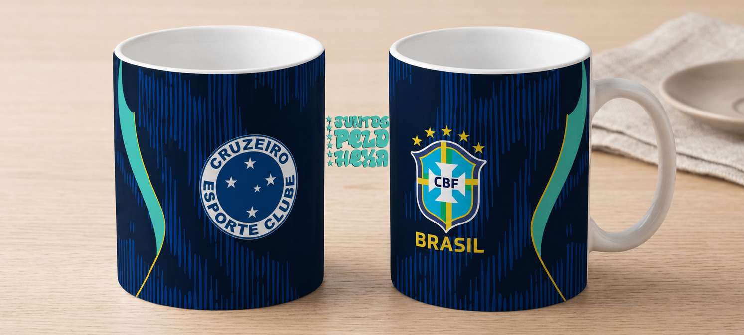 Arte Para Caneca Seleção Brasileira Cruzeiro Esporte Clube, Brasil, Futebol 1