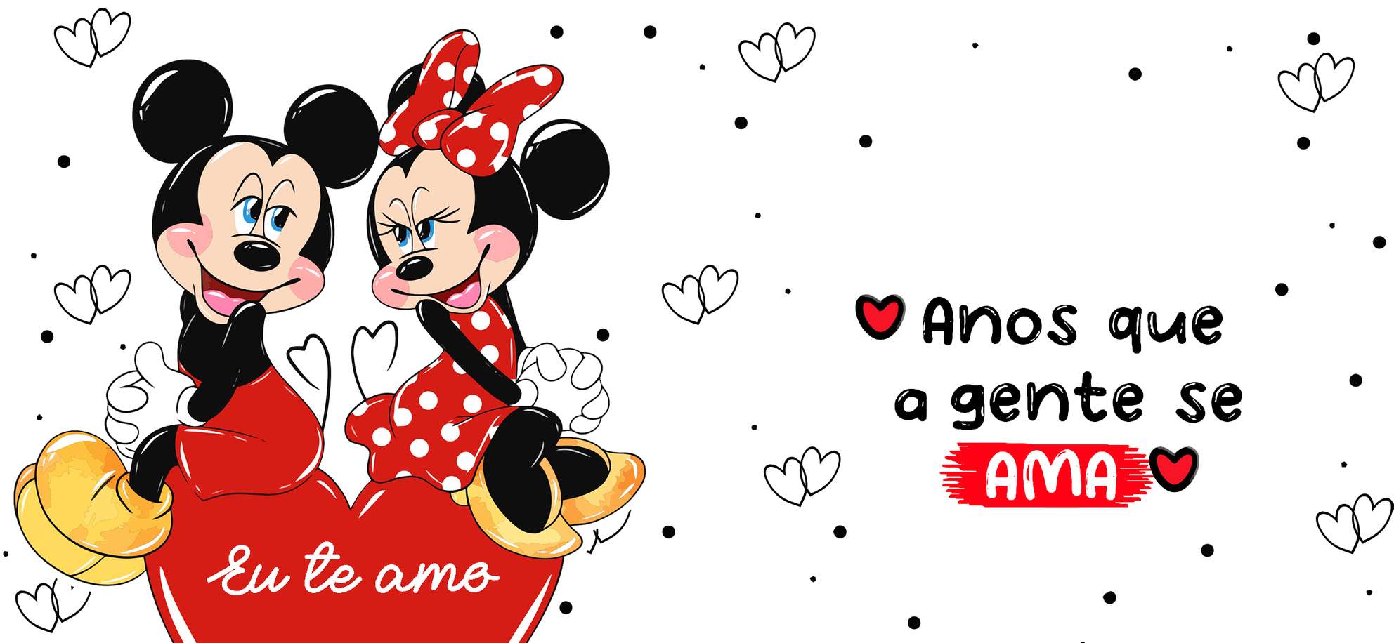 Mickey E Minnie Em Casal Com Texto Eu Te Amo E Anos Que A Ge Desenho Animado Png Arte Para Caneca Gr