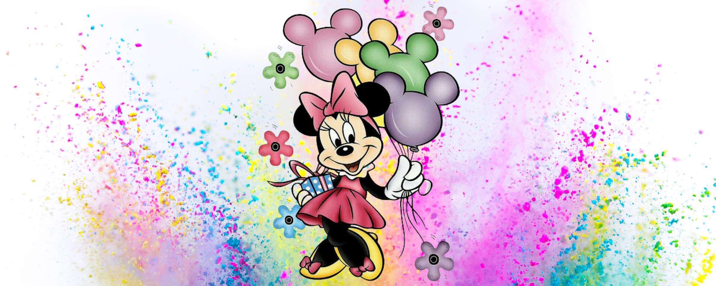Minnie Mouse Com Balões Coloridos Em Ilustração Desenho Animado Png Arte Para Caneca Grátis Pra Baix