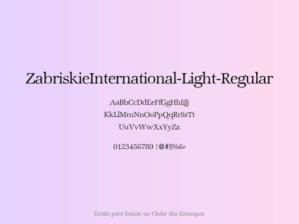 Fonte Zabriskieinternational Light Regular Grátis Para Baixar