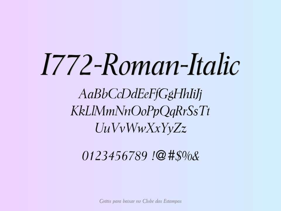 Fonte I772 Roman Italic Grátis Para Baixar