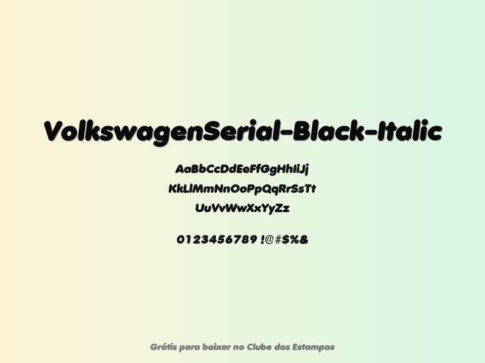 Fonte Volkswagenserial Black Italic Grátis Para Baixar