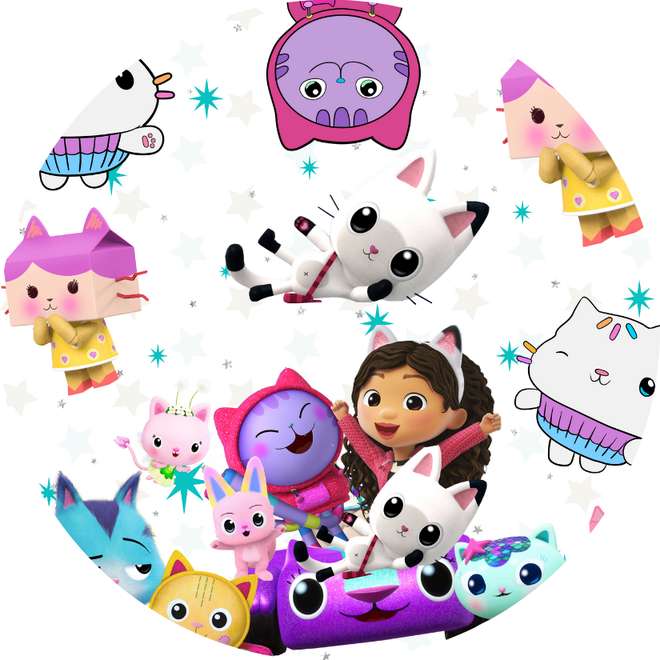 Personagens De Gabby's Dollhouse Em Círculo Desenho Animado Png Arte Para Caneca Grátis Pra Baixar