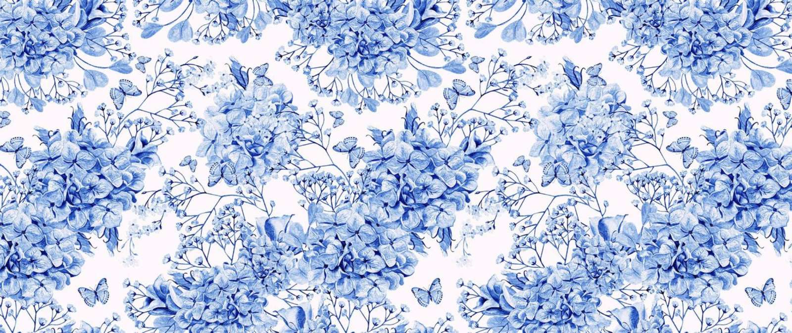 Padrão Floral Azul Aquarela Com Borboletas Floral Png Arte Para Caneca Grátis Pra Baixar