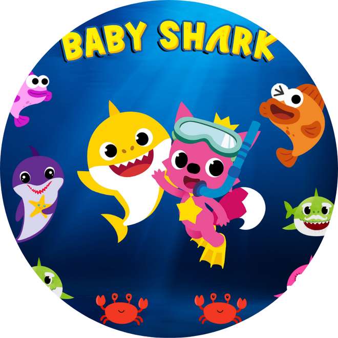 Baby Shark Círculo Infantil Com Texto Desenho Animado Png Arte Para Caneca Grátis Pra Baixar
