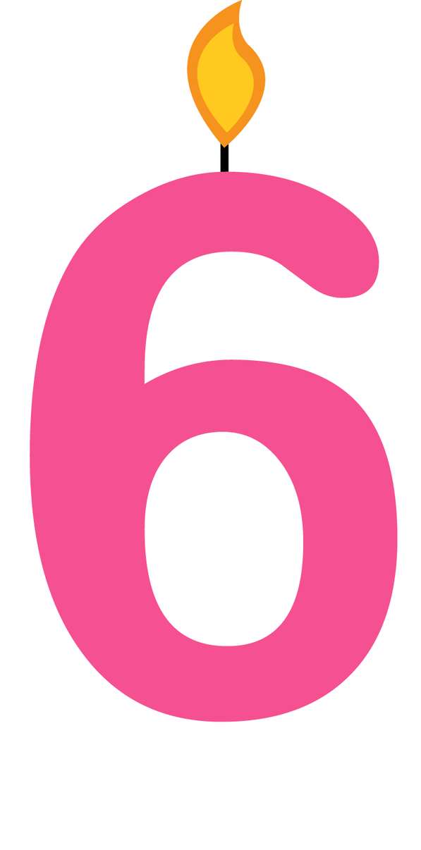 Elemento Numeral Aniversário Vela 6 Seis Anos (4)