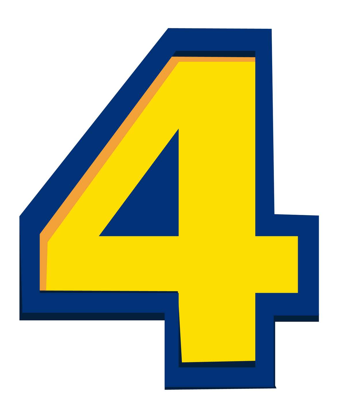 Quatro Amarelo Com Contorno Azul Numéricos Png Grátis Para Baixar