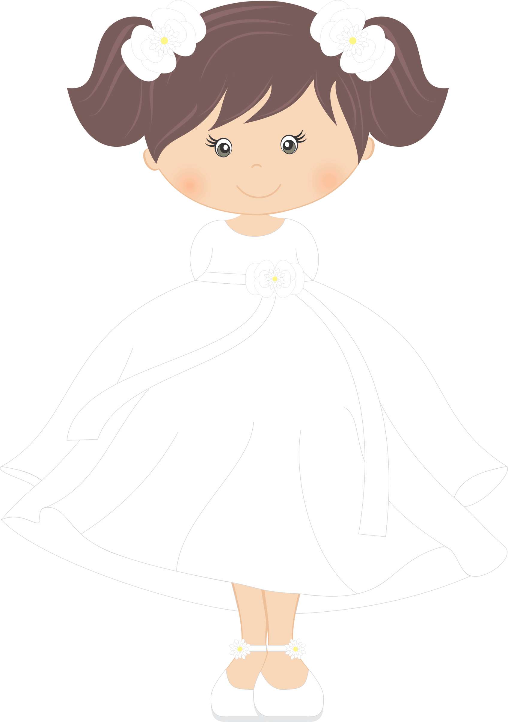 Menina De Vestido Branco Personagem Infantil Png Grátis Para Baixar
