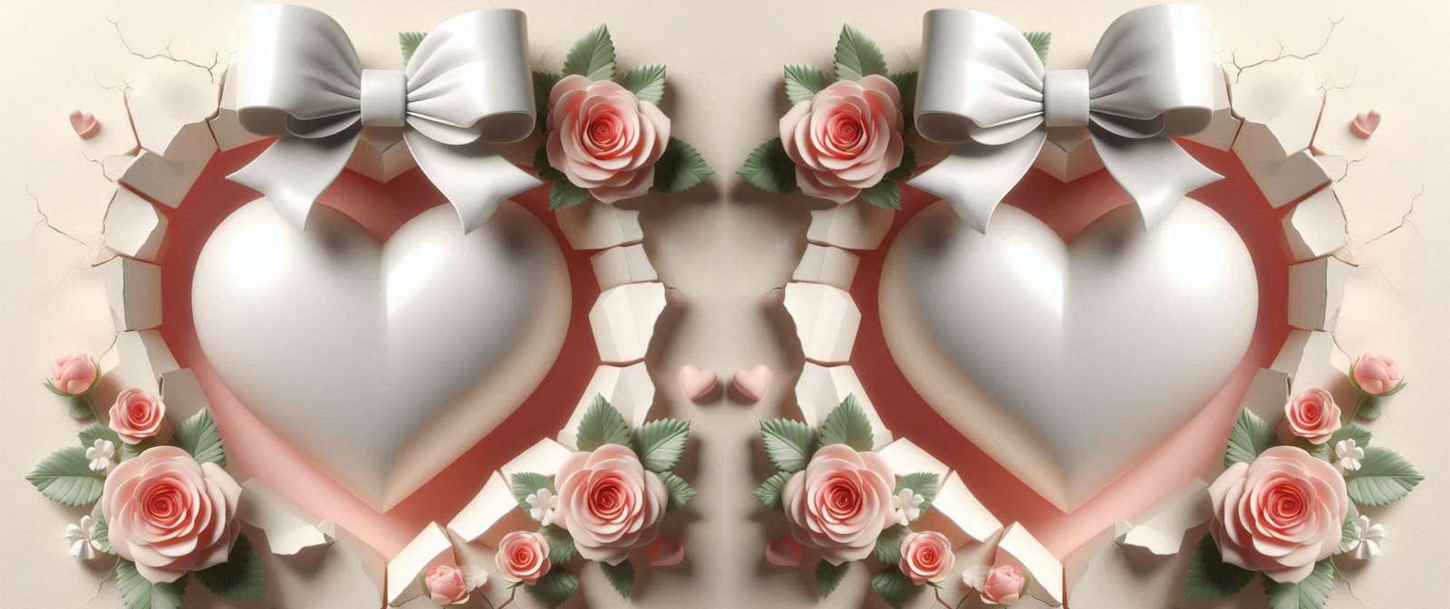 Mockup Coração Floral Com Laços De Fita Romântico Png Arte Para Caneca Grátis Pra Baixar