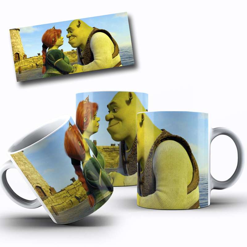 Arte Para Caneca Shrek E Fiona Cartoon 22