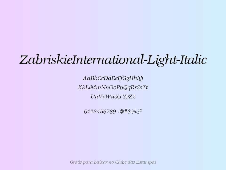 Fonte Zabriskieinternational Light Italic Grátis Para Baixar