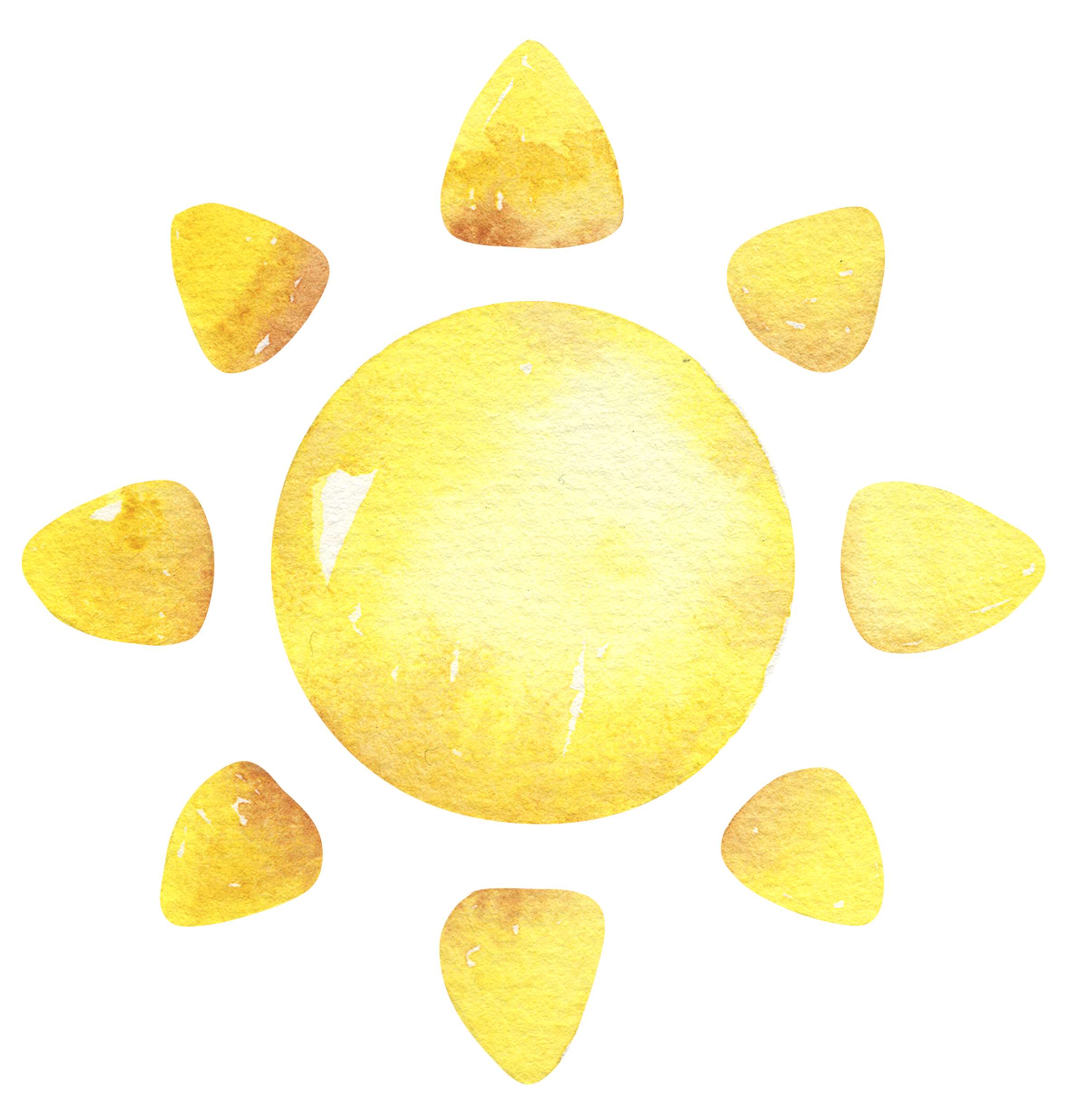 Sol Estilizado Em Aquarela Natureza Png Grátis Para Baixar