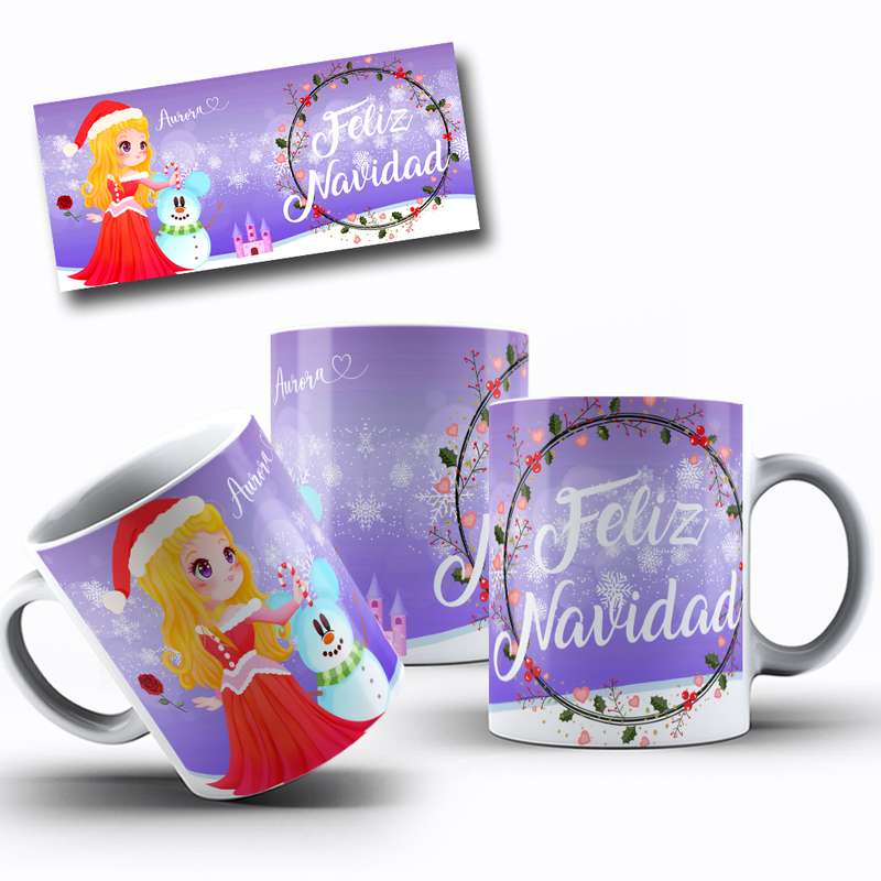 Arte Para Caneca Aurora, Feliz Navidad, Cartoon 34