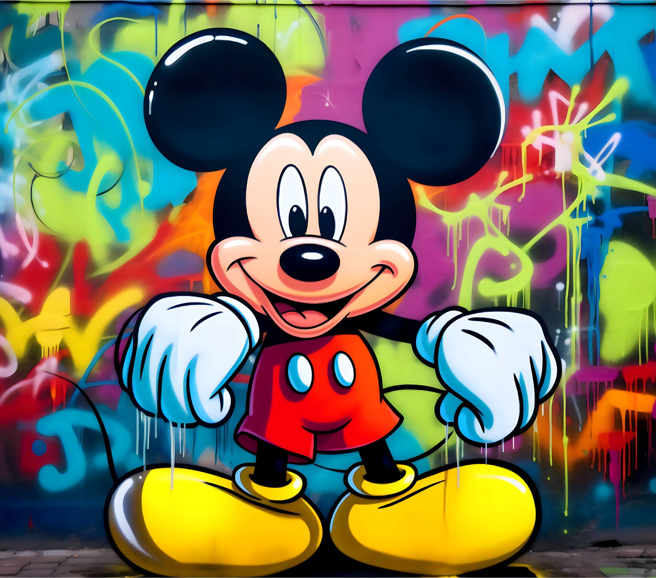 Mickey Mouse Em Estilo Graffiti Colorido Desenhos Animados Png Arte Para Caneca Grátis Pra Baixar