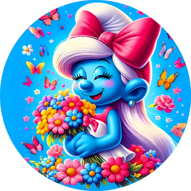 Smurfette Ilustração Circular Com Flores Personagens De Desenho Png Arte Para Caneca Grátis Pra Baix