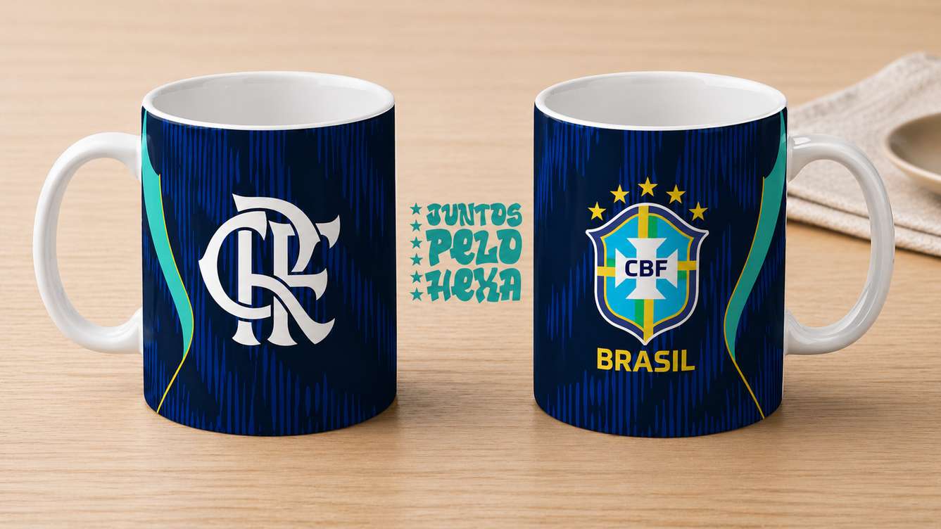 Arte Para Caneca Seleção Brasileira Flamengo Brasil Futebol 1