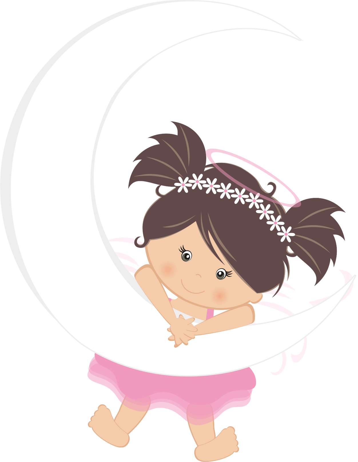 Menina Cartoon Com Lua Crescente Desenho Infantil Png Grátis Para Baixar