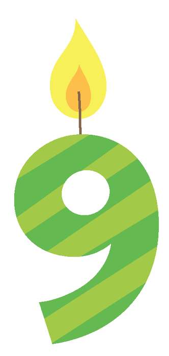 Elemento Numeral Aniversário Vela 9 Nove Anos (4)