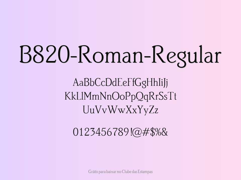 Fonte B820 Roman Regular Grátis Para Baixar