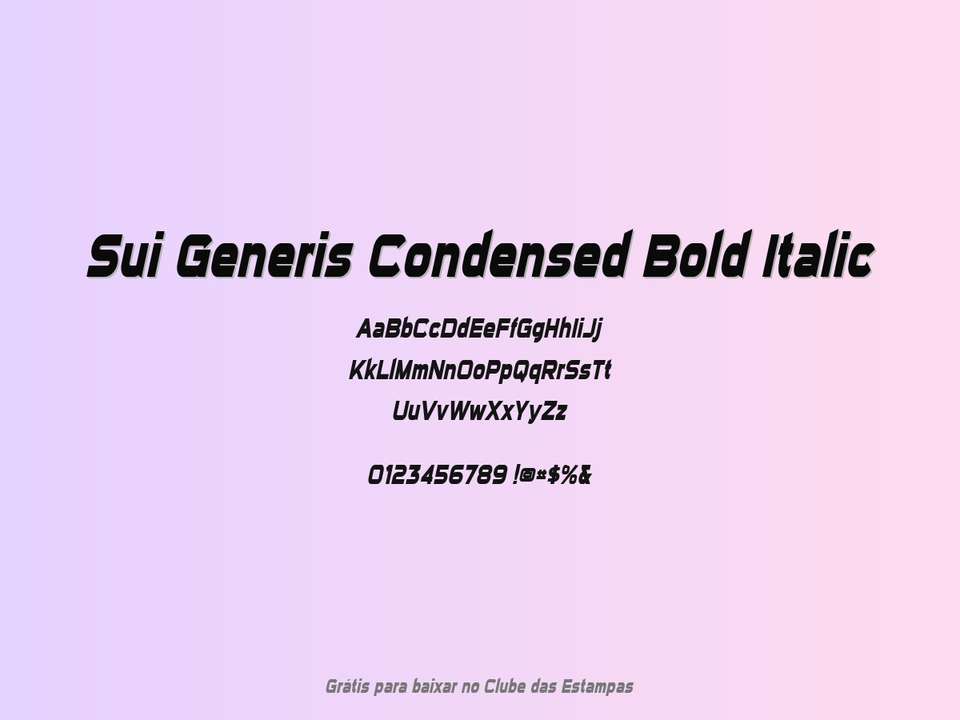 Fonte Sui Generis Condensed Bold Italic Grátis Para Baixar