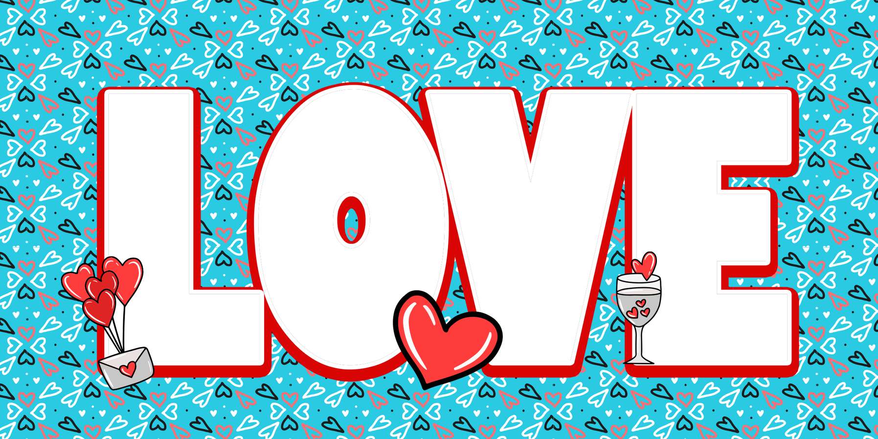 Ilustração Texto Love Com Corações Românticos Amor Png Arte Para Caneca Grátis Pra Baixar