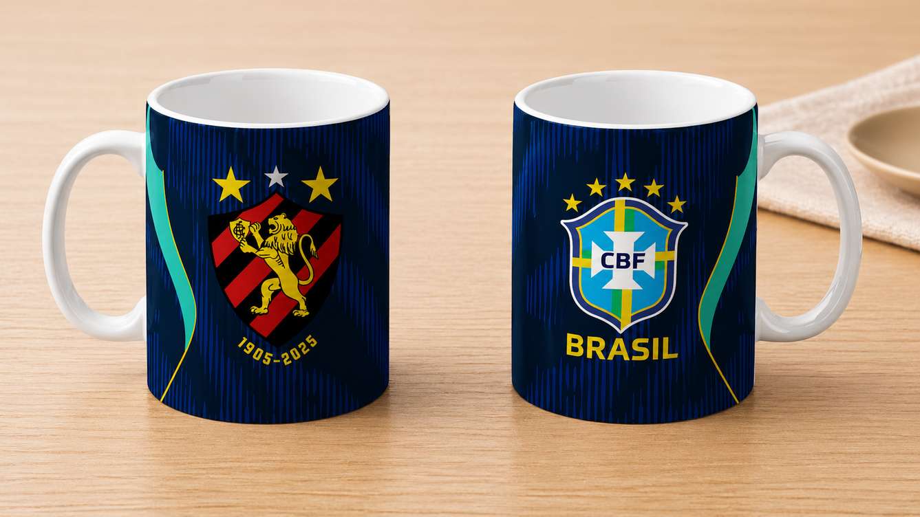 Arte Para Caneca Seleção Brasileira Azul Mais Time Sport