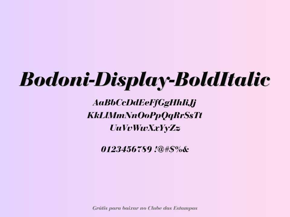 Fonte Bodoni Display Bolditalic Grátis Para Baixar