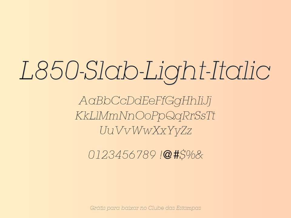 Fonte L850 Slab Light Italic Grátis Para Baixar