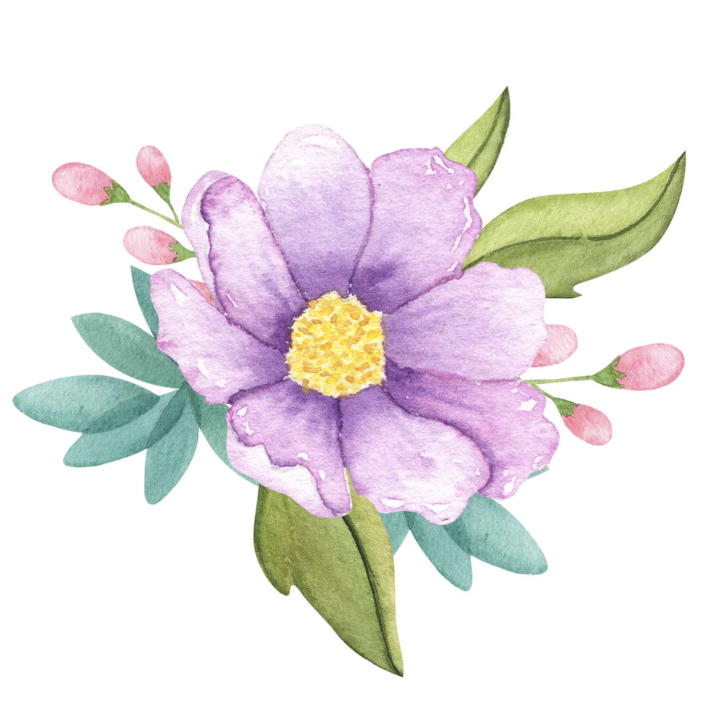 Flor Roxa E Verde Decorativa Flores Png Grátis Para Baixar