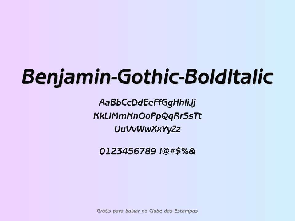 Fonte Benjamin Gothic Bolditalic Grátis Para Baixar