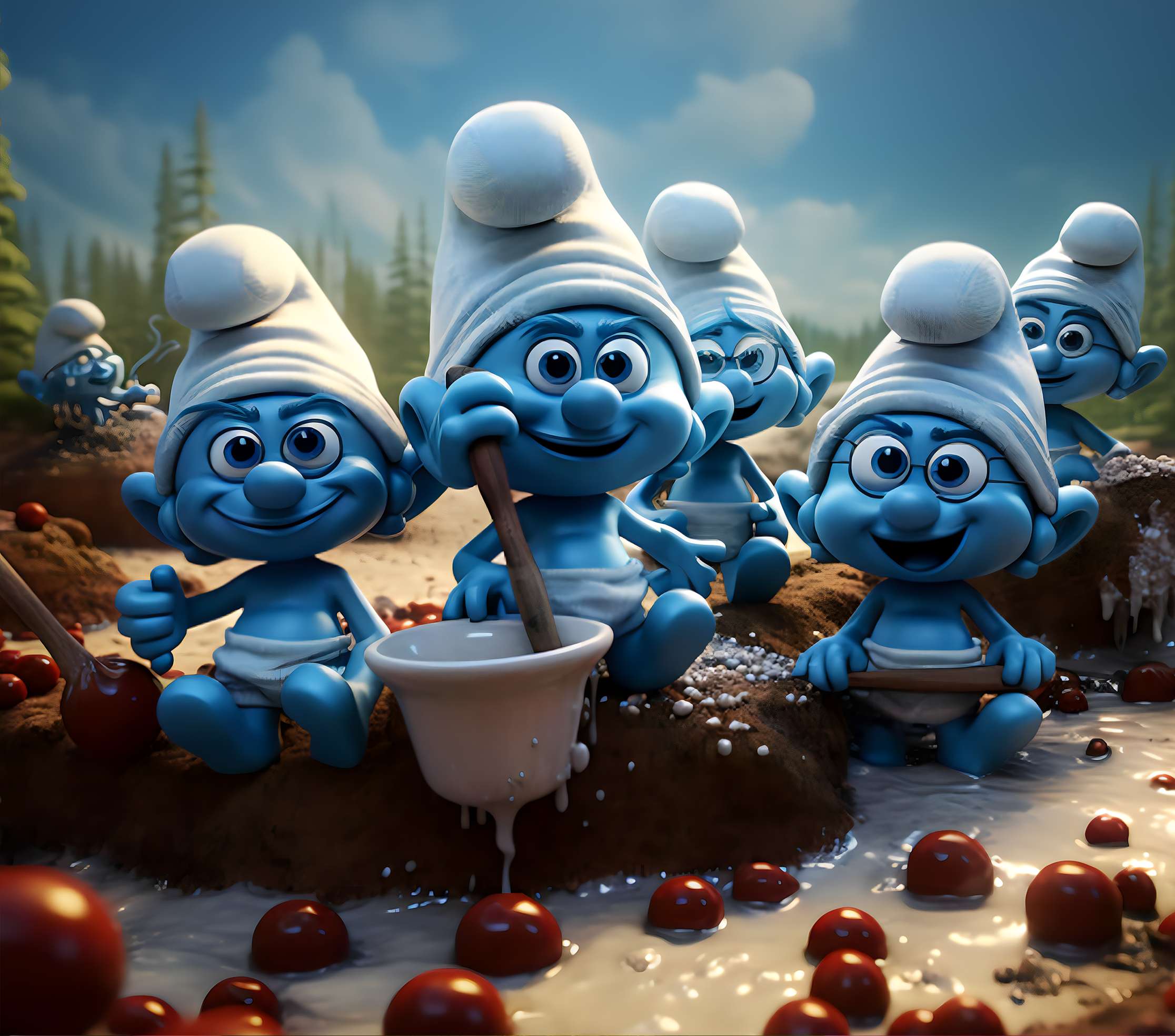 Grupo De Smurfs Azul Com Molho Desenho Animado Png Arte Para Caneca Grátis Pra Baixar