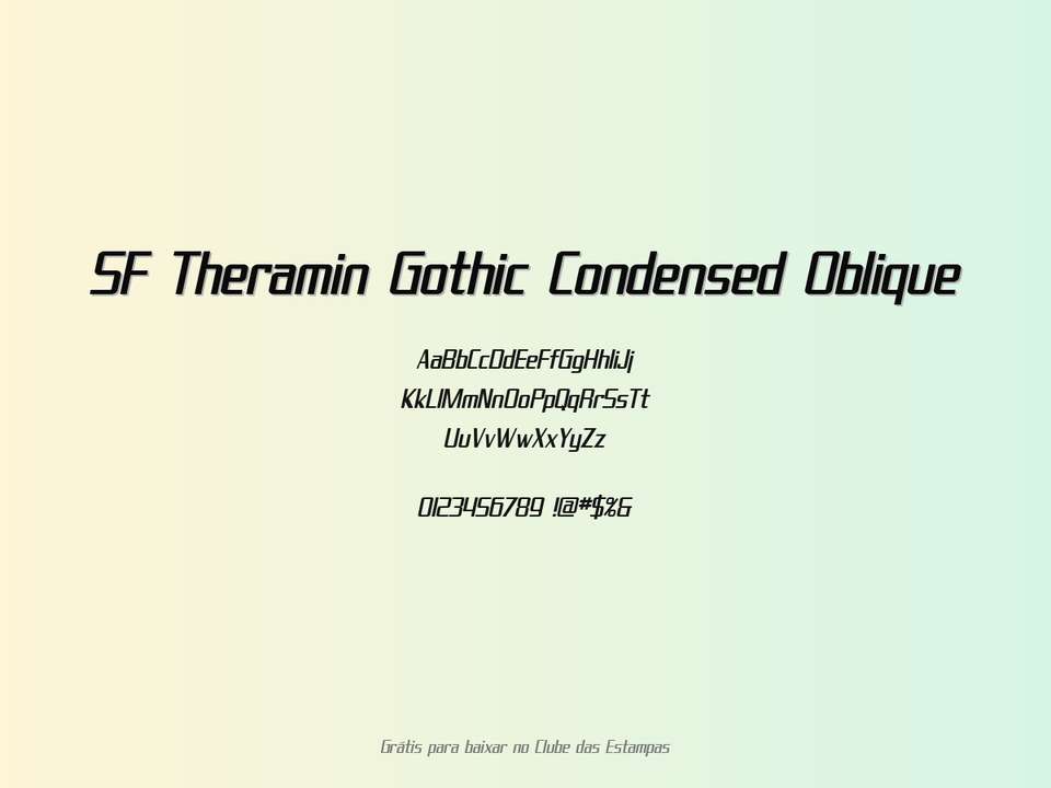 Fonte Sf Theramin Gothic Condensed Oblique Grátis Para Baixar
