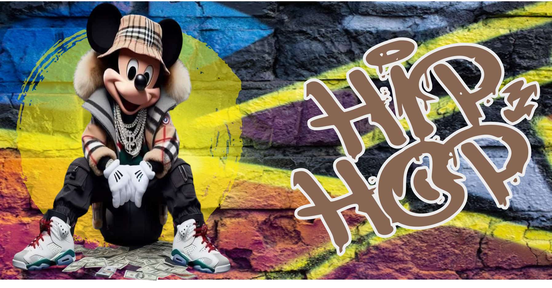 Mickey Mouse Com Tema Hip Hop E Texto Hip Hop Música Urbana Png Arte Para Caneca Grátis Pra Baixar