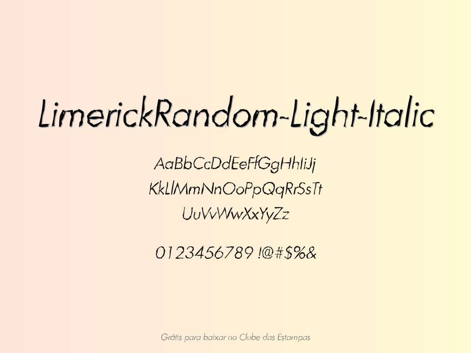 Fonte Limerickrandom Light Italic Grátis Para Baixar