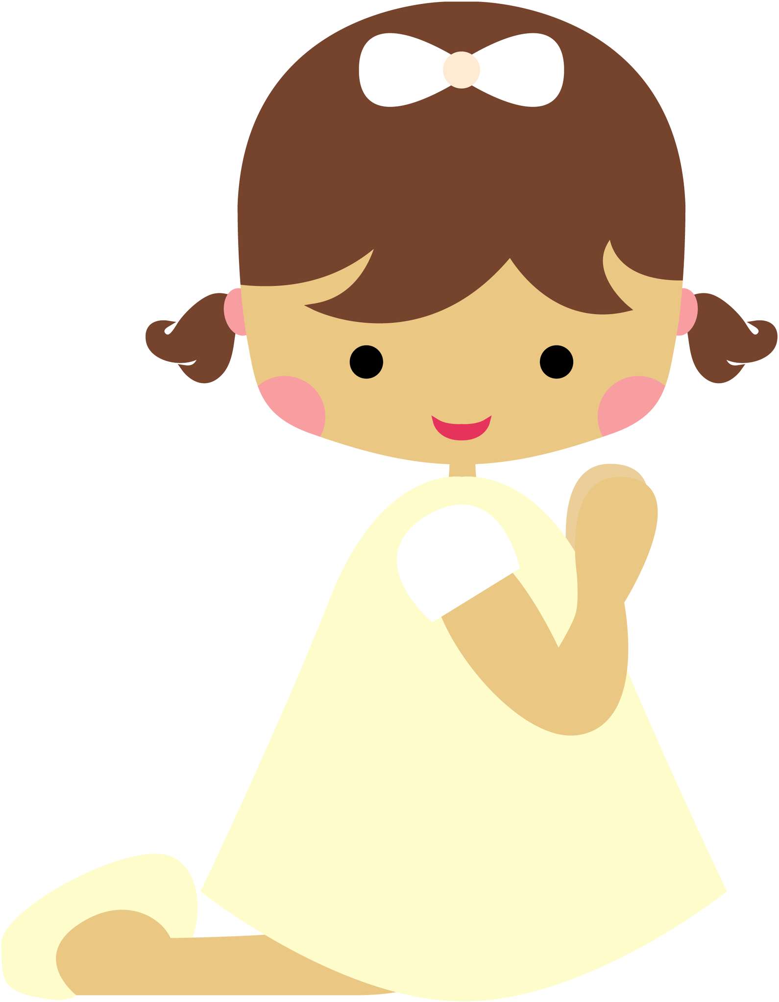 Menina Cartoon Com Laço Branco Personagem Infantil Png Grátis Para Baixar