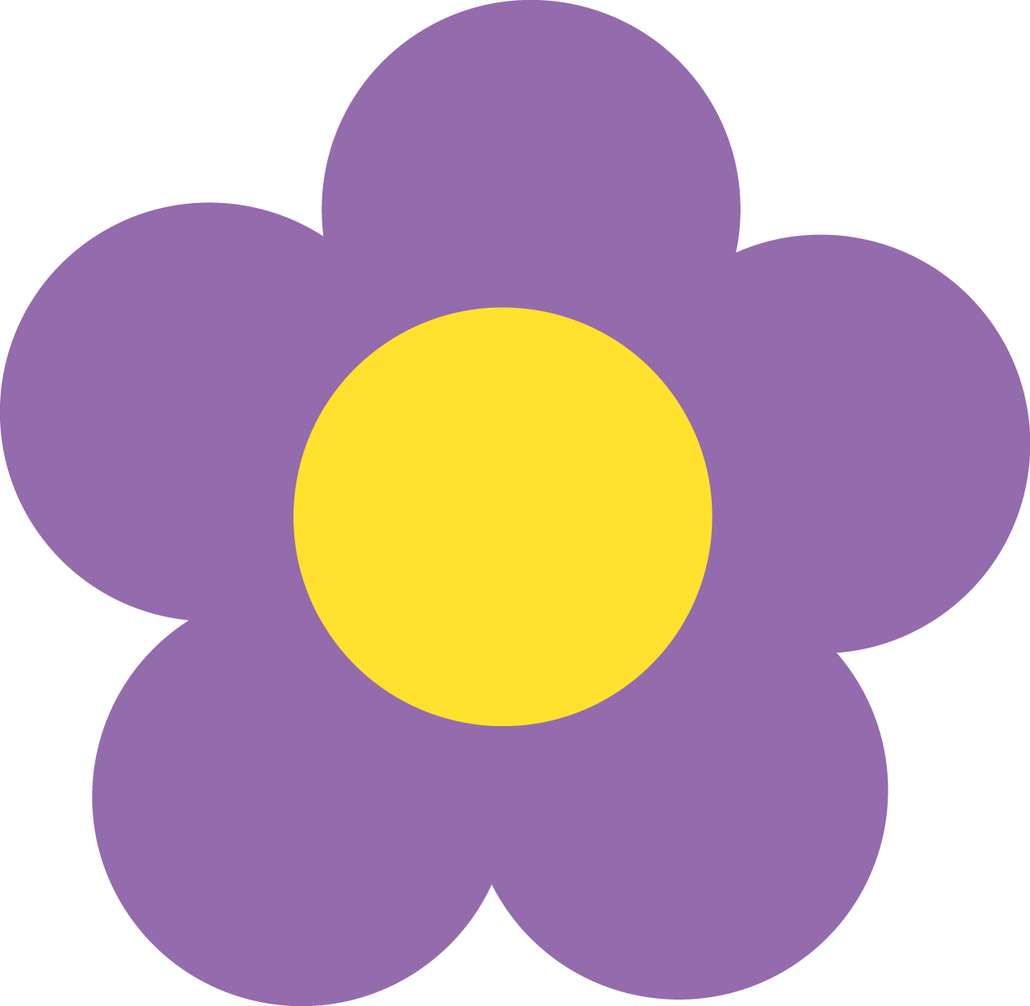 Flor Estilizada Lilás Amarela Flores Png Grátis Para Baixar