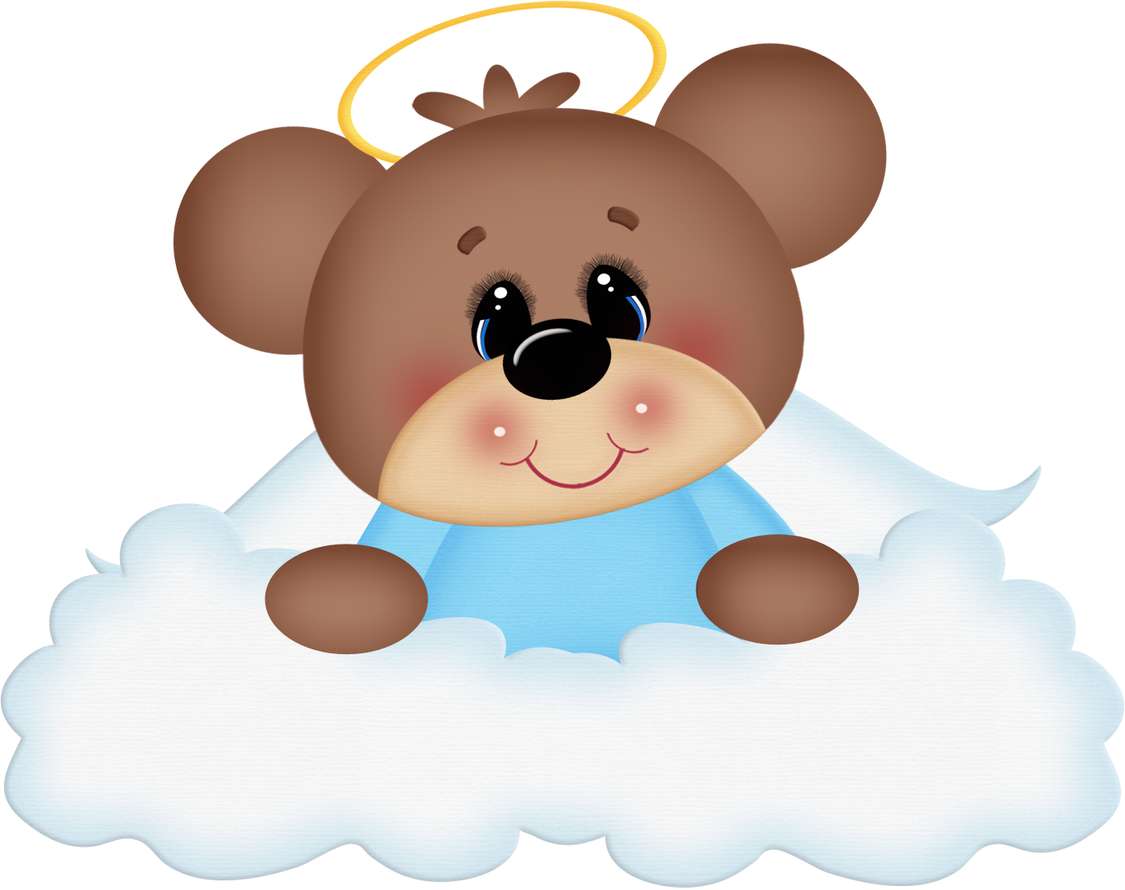 Ursinho Angelical Em Nuvem Personagens Png Grátis Para Baixar